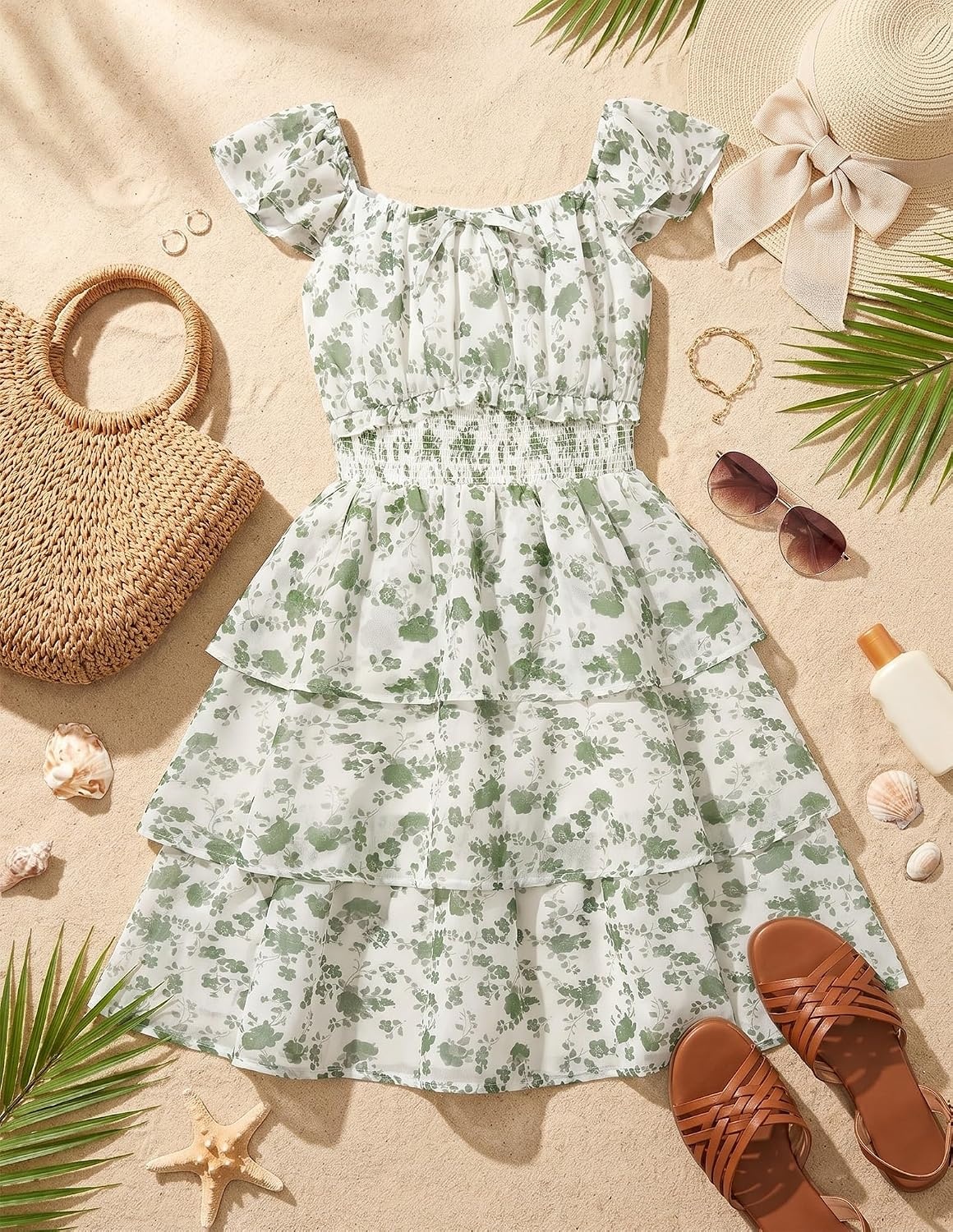 image:imageGRACE KARIN Girls Floral Spring Summer Easter Dress Teen Dresses Size 716Green Floral Print