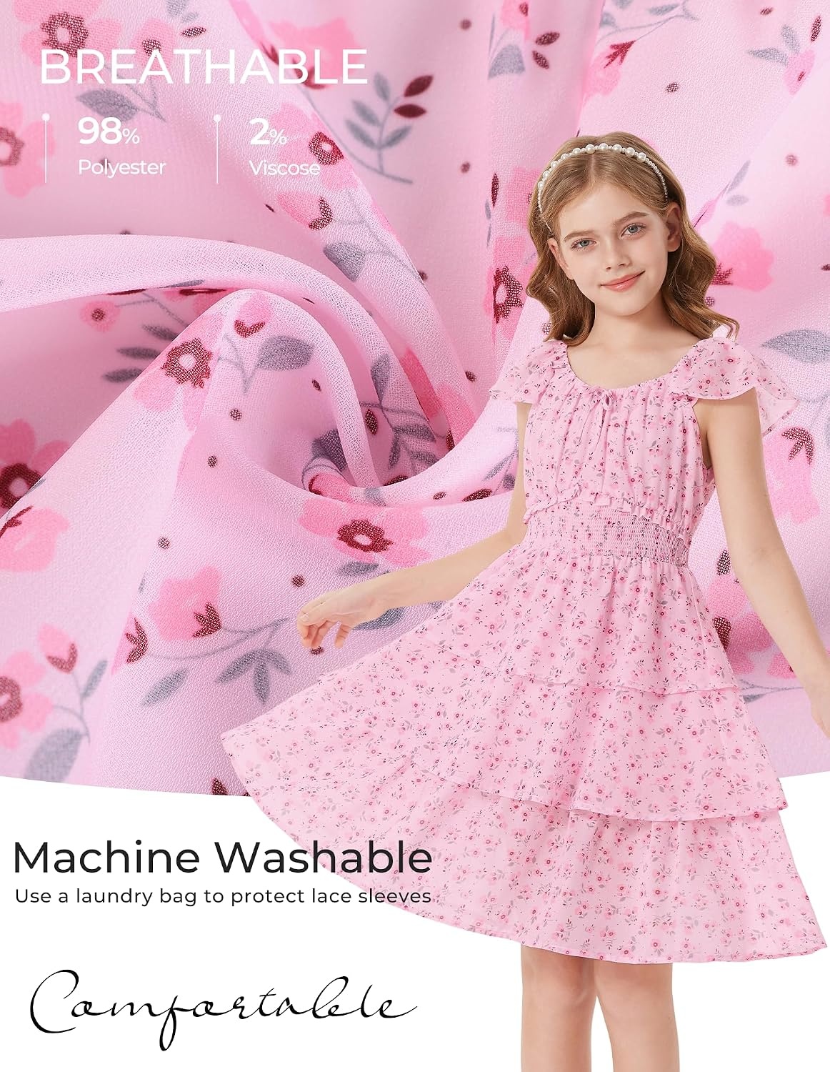 image:imageGRACE KARIN Girls Floral Spring Summer Easter Dress Teen Dresses Size 716Pink Floral
