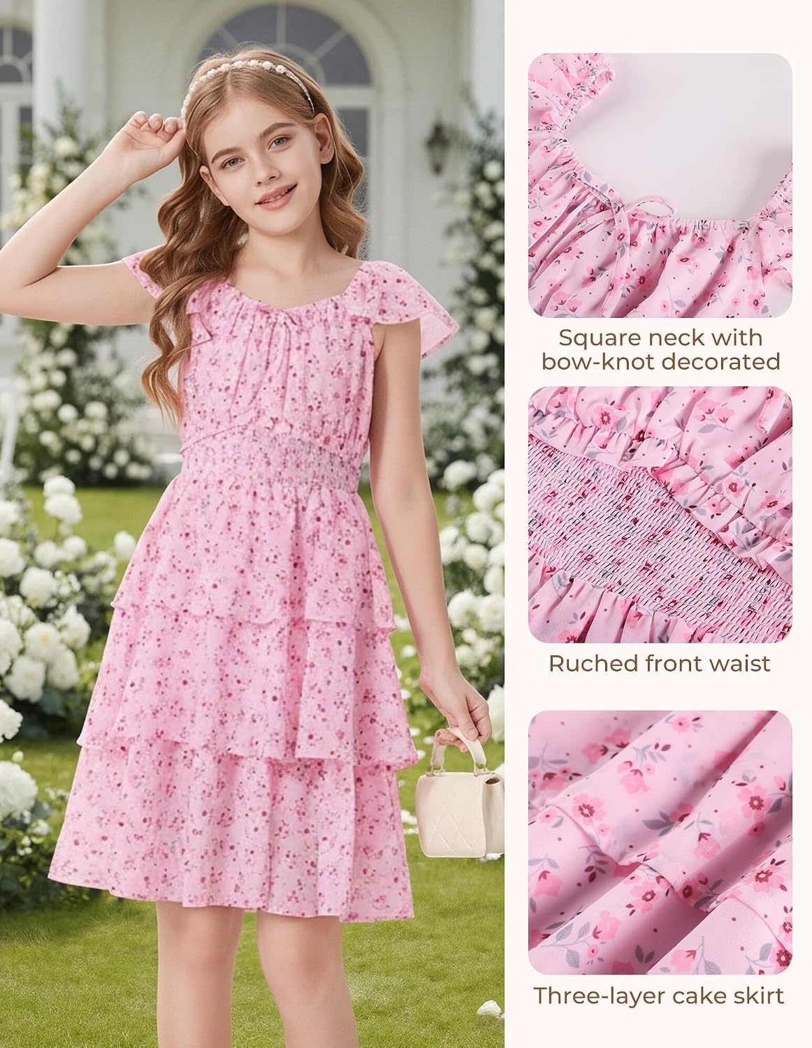image:imageGRACE KARIN Girls Floral Spring Summer Easter Dress Teen Dresses Size 716Pink Floral