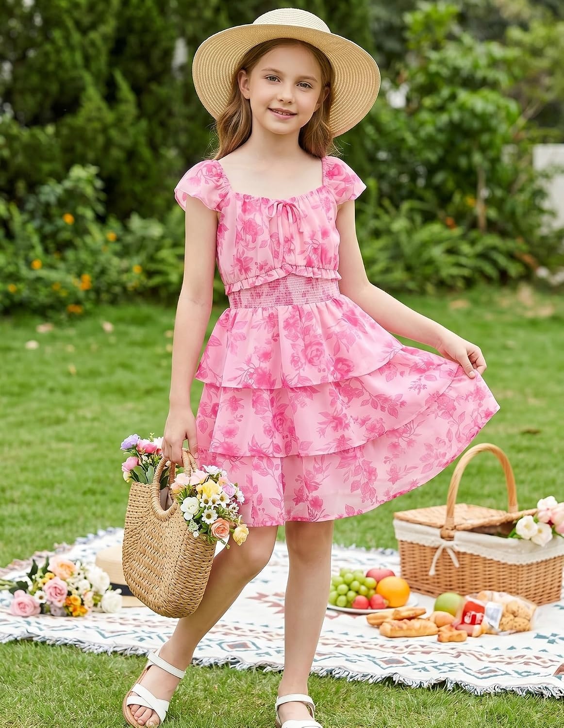 image:imageGRACE KARIN Girls Floral Spring Summer Easter Dress Teen Dresses Size 716Romantic Pink Rose