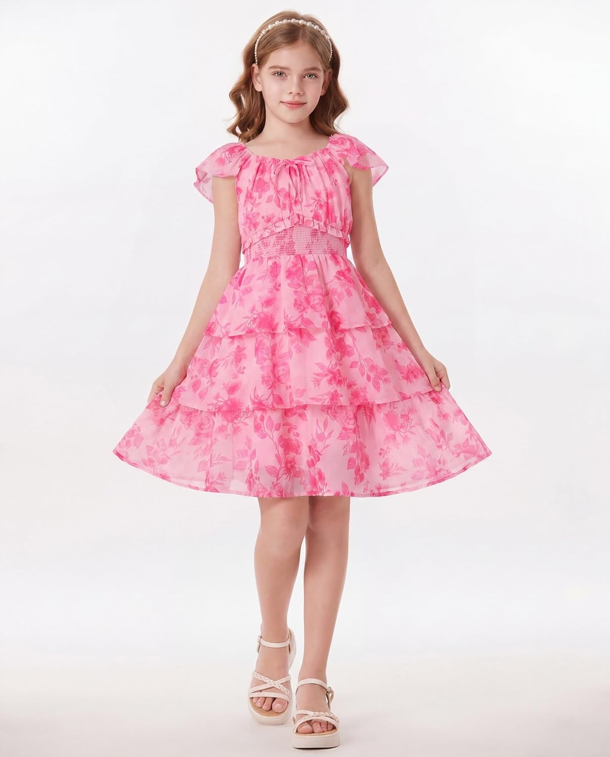 image:imageGRACE KARIN Girls Floral Spring Summer Easter Dress Teen Dresses Size 716Romantic Pink Rose