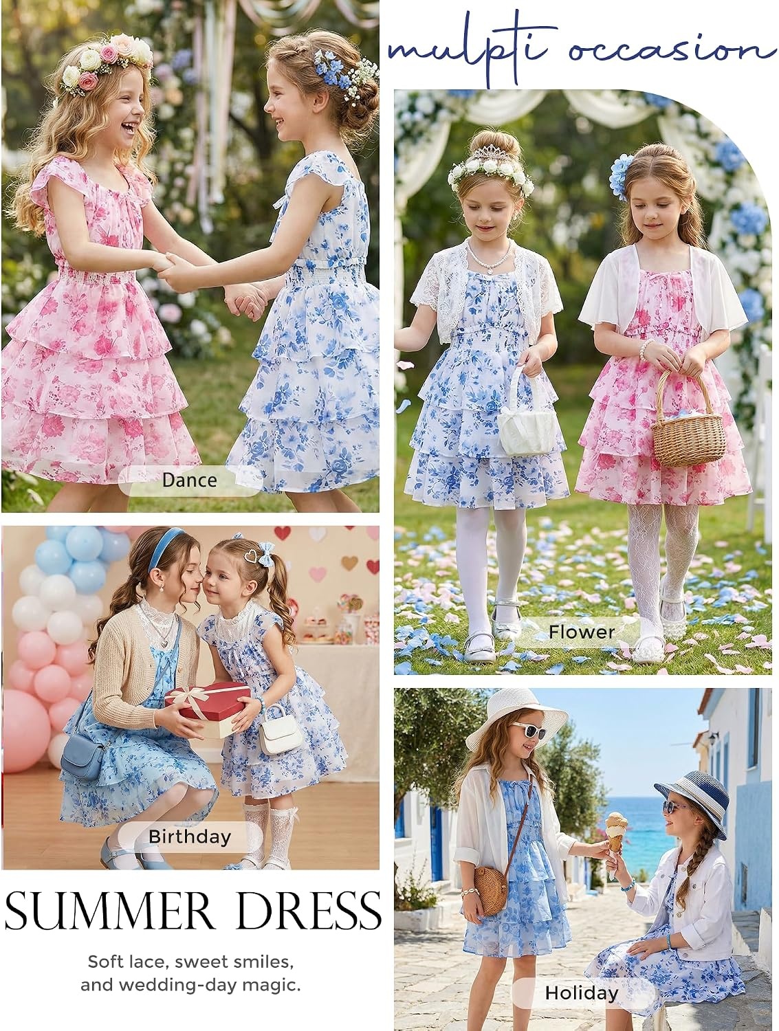 image:imageGRACE KARIN Girls Floral Spring Summer Easter Dress Teen Dresses Size 716Unique Blue Floral