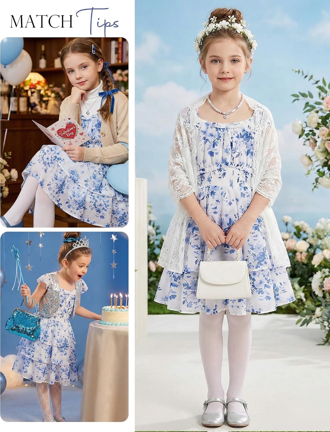 image:imageGRACE KARIN Girls Floral Spring Summer Easter Dress Teen Dresses Size 716Unique Blue Floral