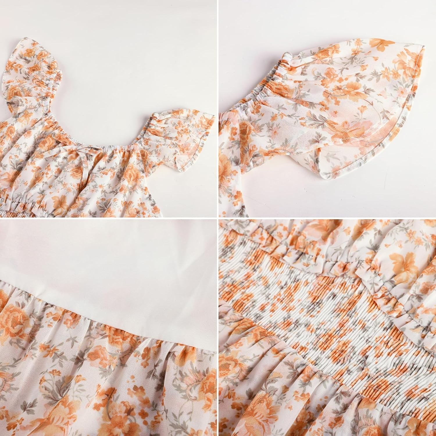 image:imageGRACE KARIN Girls Floral Spring Summer Easter Dress Teen Dresses Size 716White Orange Rose Floral