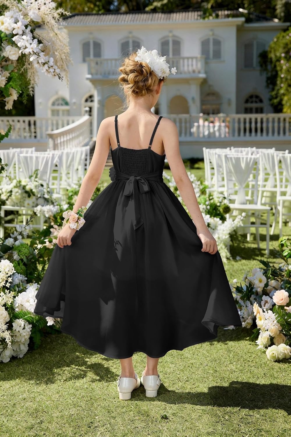 image:imageGRACE KARIN Girls Formal Party Chiffon Shirred High Low Dress Size 716Black