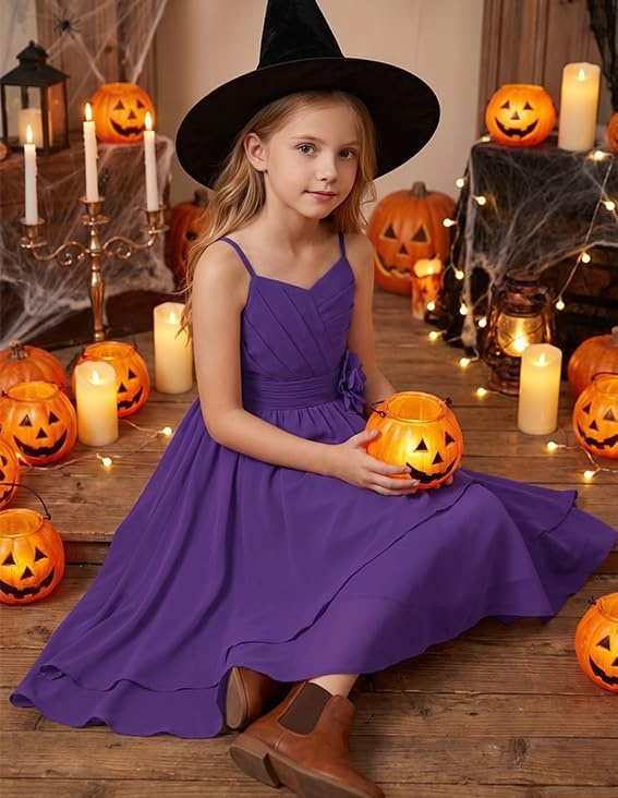 image:imageGRACE KARIN Girls Formal Party Chiffon Shirred High Low Dress Size 716Dark Violet