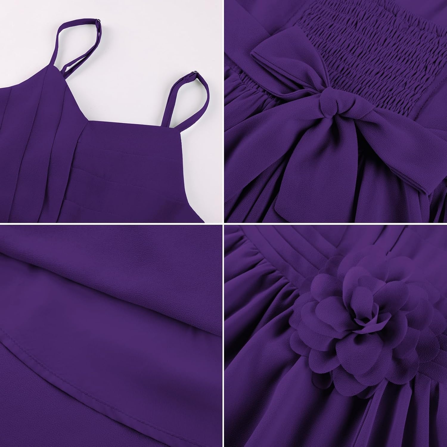 image:imageGRACE KARIN Girls Formal Party Chiffon Shirred High Low Dress Size 716Dark Violet