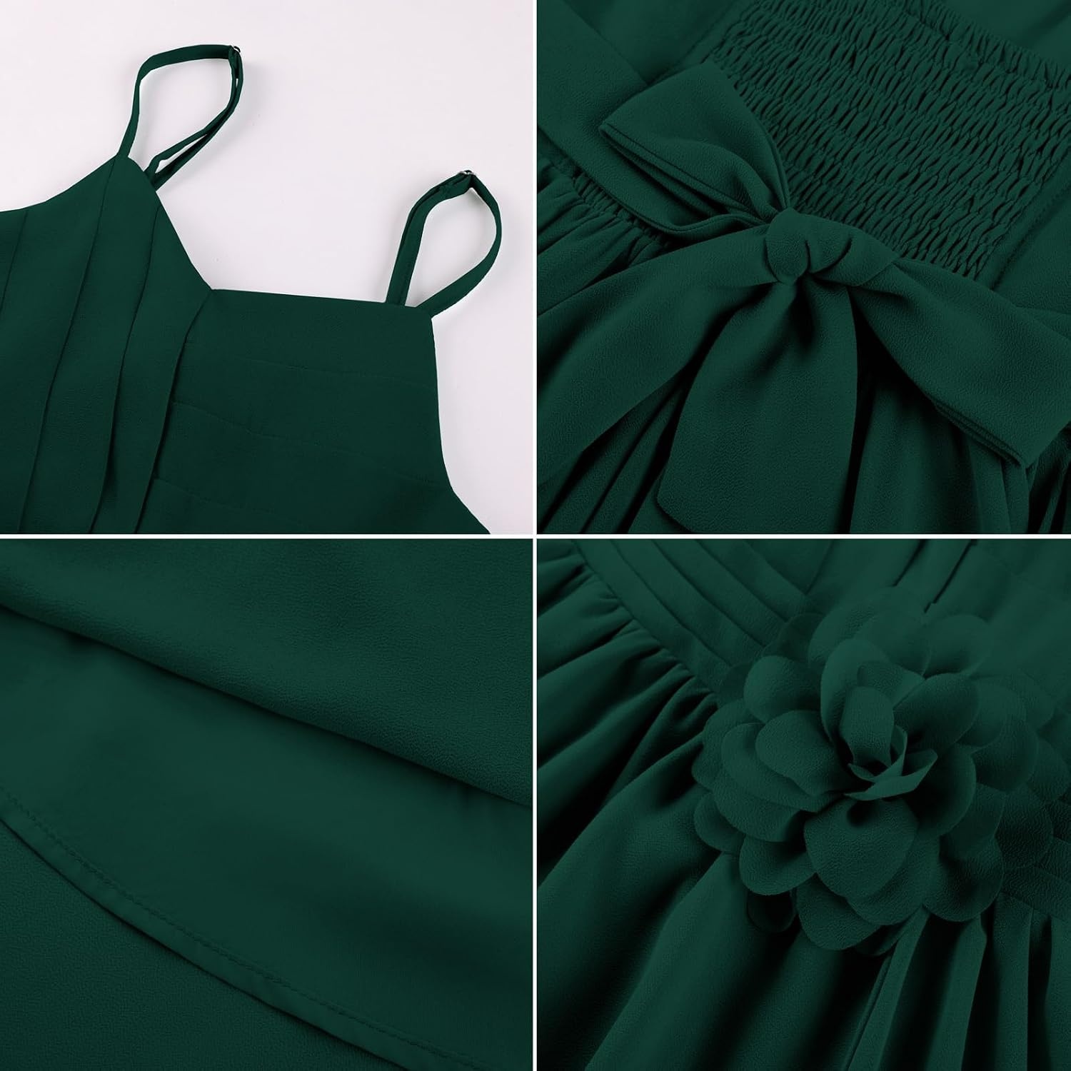 image:imageGRACE KARIN Girls Formal Party Chiffon Shirred High Low Dress Size 716Forest Green