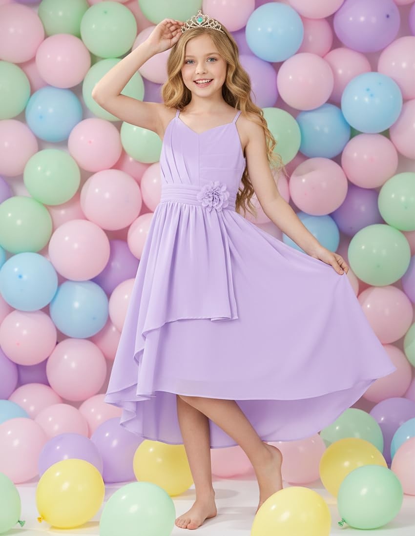 image:imageGRACE KARIN Girls Formal Party Chiffon Shirred High Low Dress Size 716Light Purple