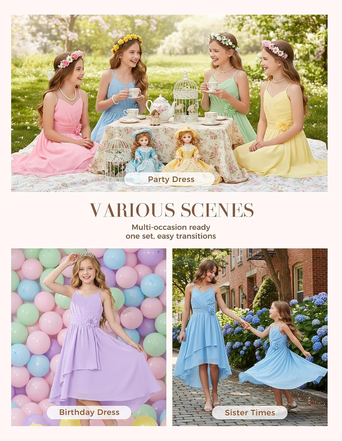 image:imageGRACE KARIN Girls Formal Party Chiffon Shirred High Low Dress Size 716Light Purple
