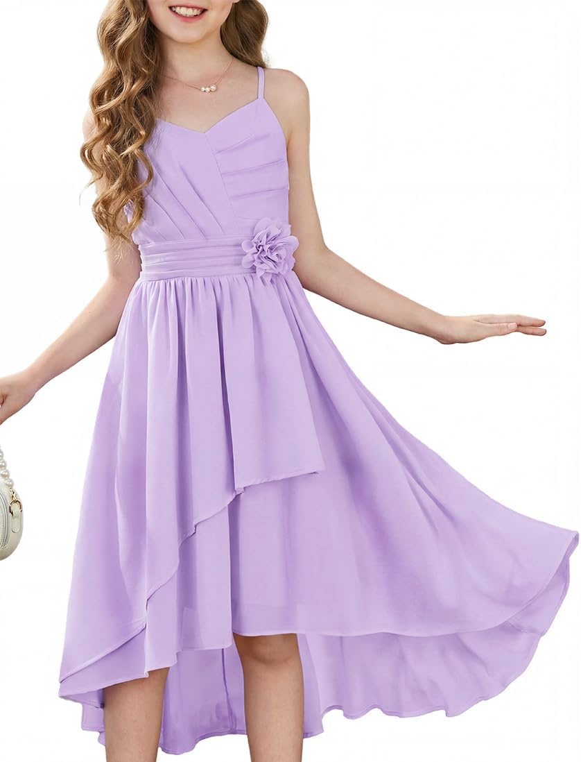 image:imageGRACE KARIN Girls Formal Party Chiffon Shirred High Low Dress Size 716Light Purple