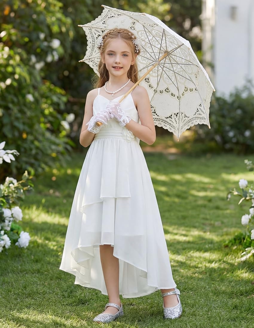 image:imageGRACE KARIN Girls Formal Party Chiffon Shirred High Low Dress Size 716White
