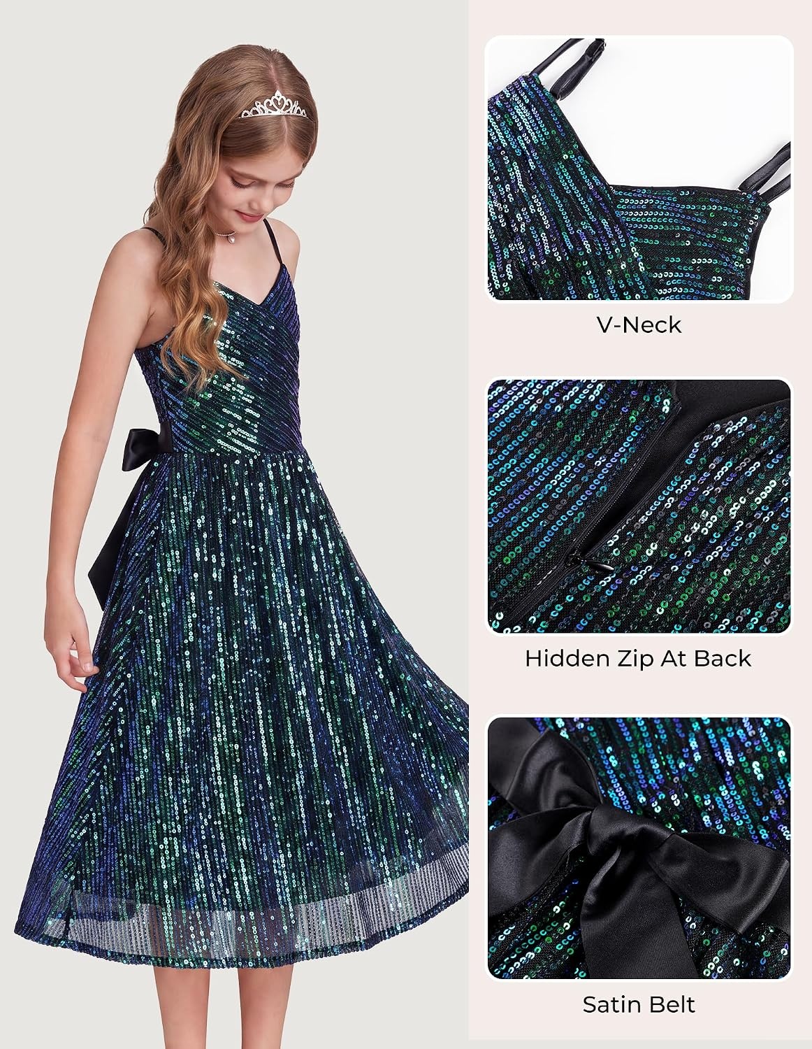 image:imageGRACE KARIN Girls Formal Party Sequin Dress Wedding Pageant Gown DressesGreen