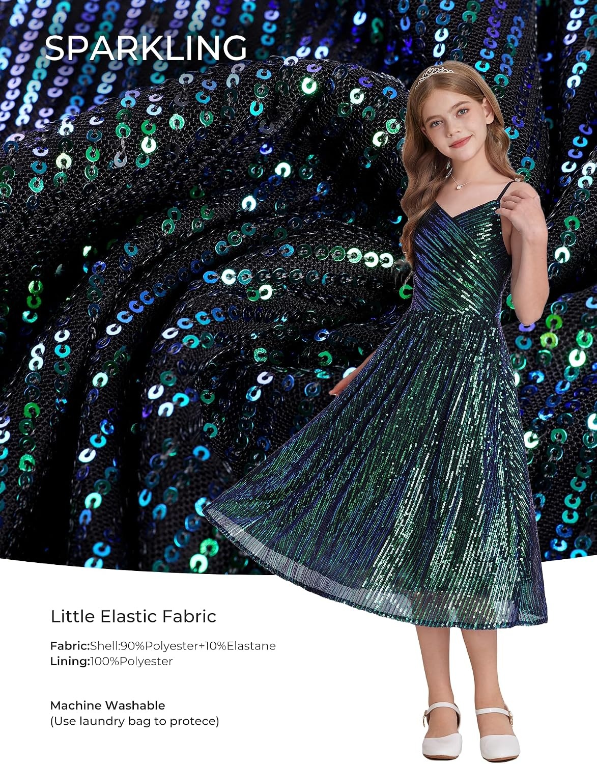 image:imageGRACE KARIN Girls Formal Party Sequin Dress Wedding Pageant Gown DressesGreen