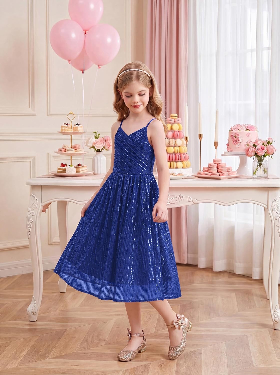 image:imageGRACE KARIN Girls Formal Party Sequin Dress Wedding Pageant Gown DressesNavy Blue