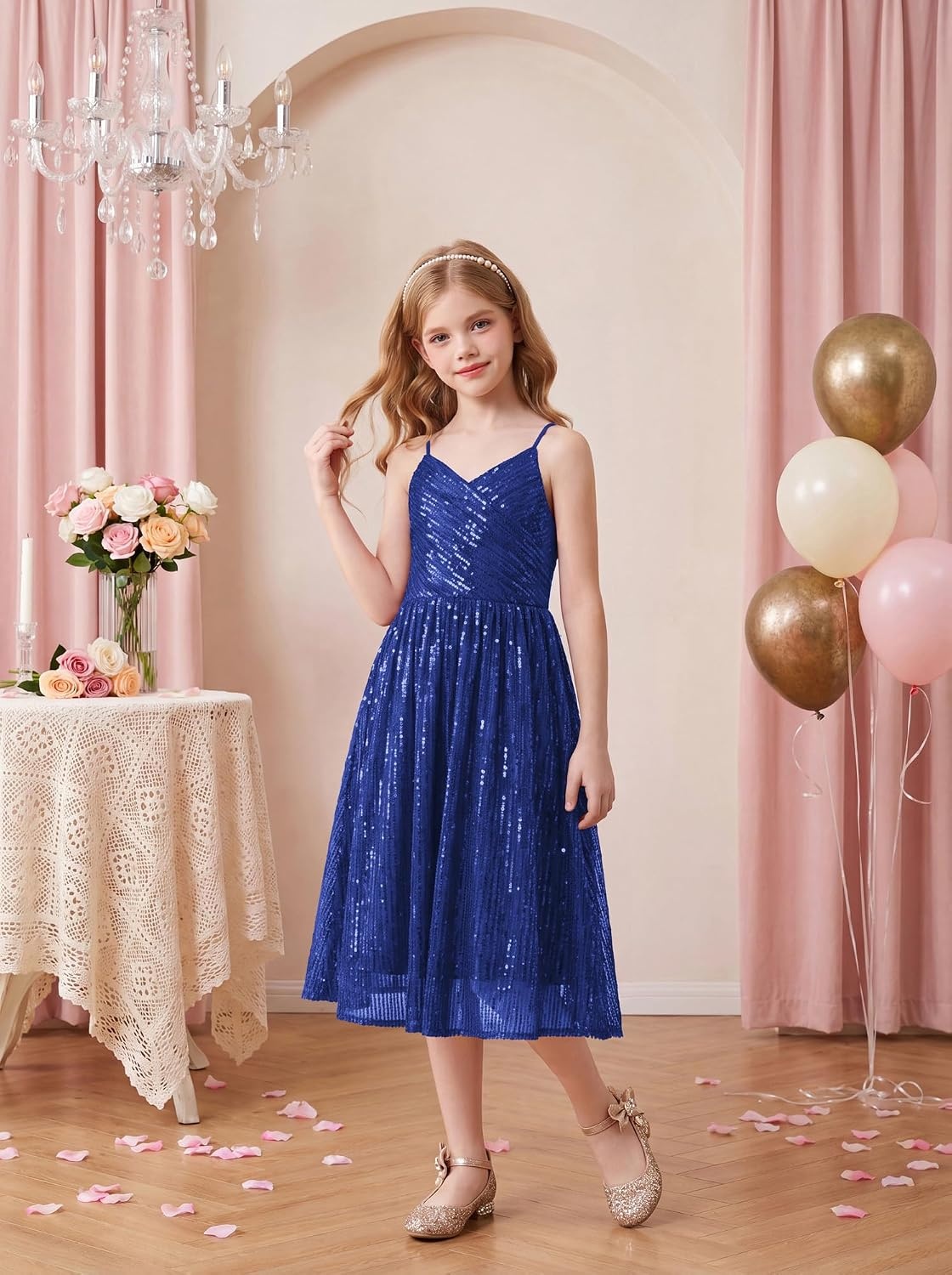 image:imageGRACE KARIN Girls Formal Party Sequin Dress Wedding Pageant Gown DressesNavy Blue