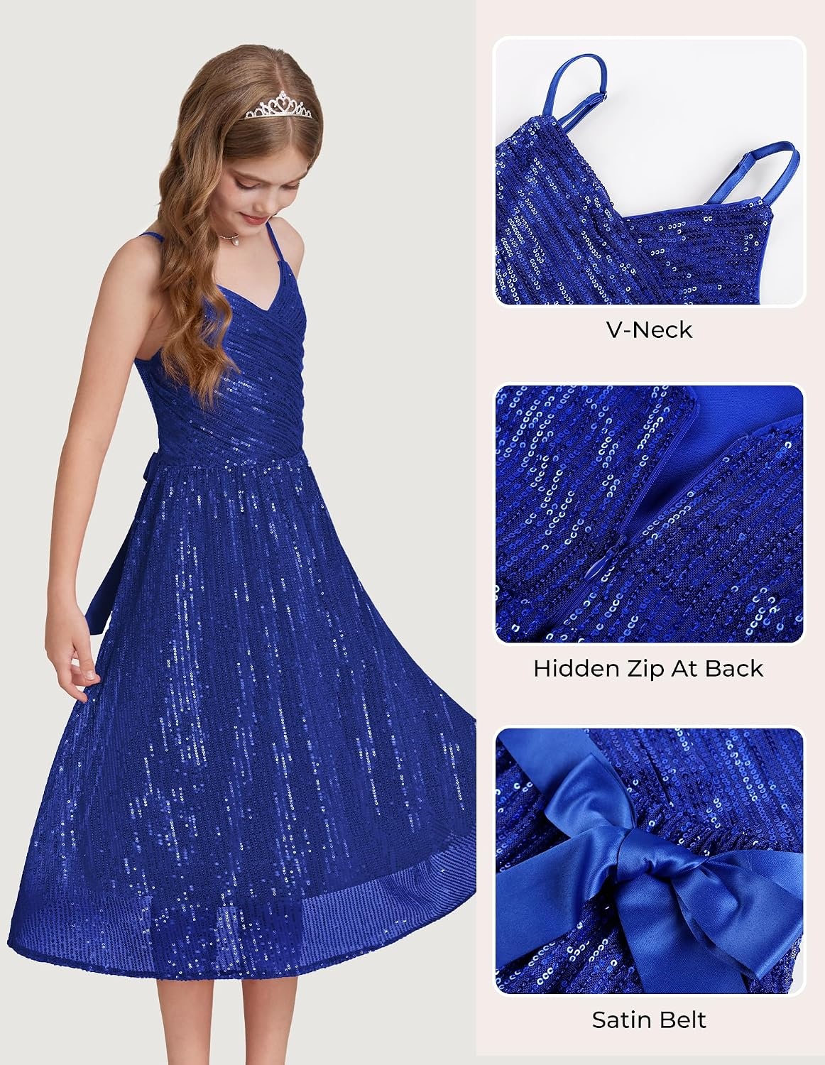 image:imageGRACE KARIN Girls Formal Party Sequin Dress Wedding Pageant Gown DressesNavy Blue