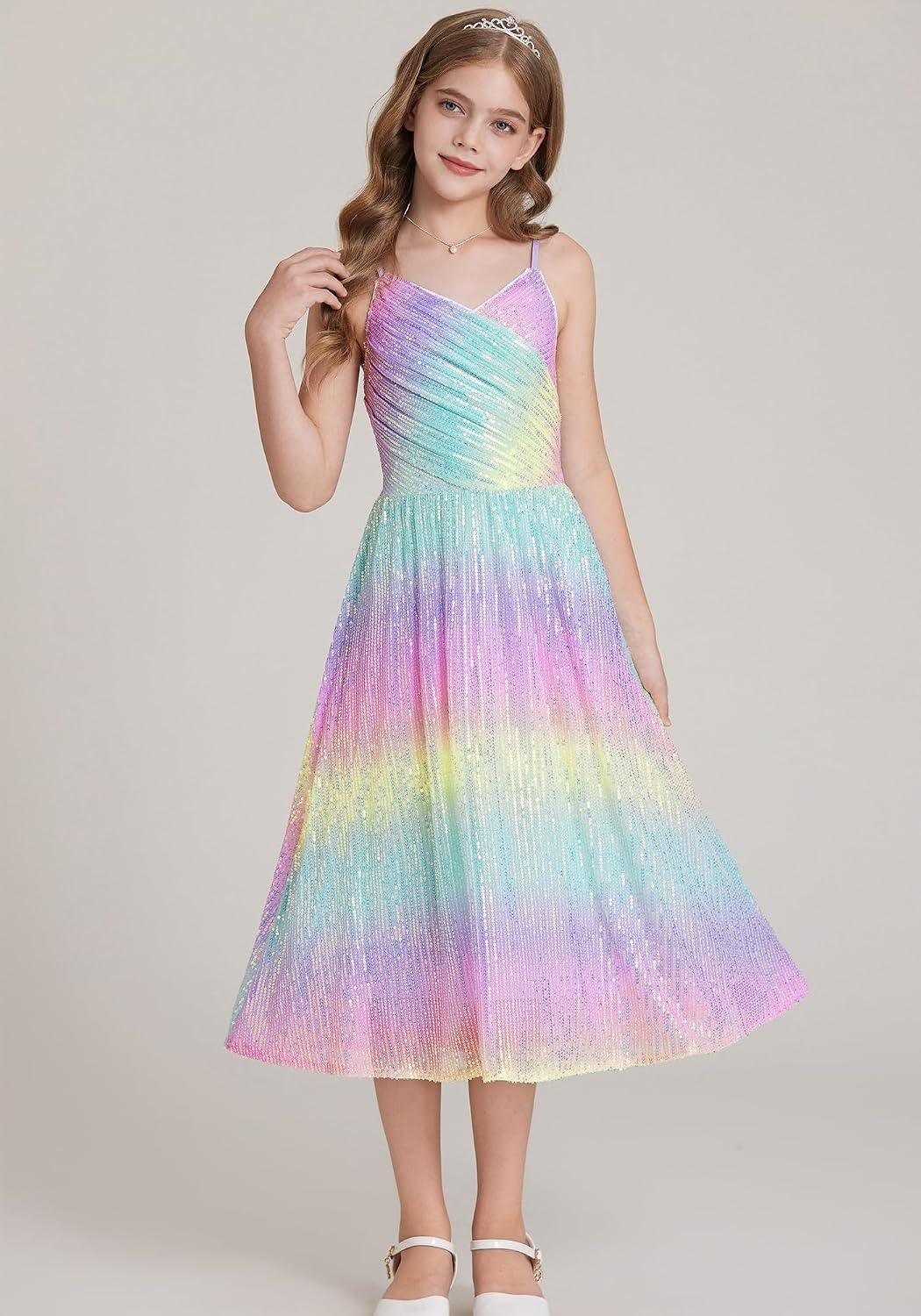 image:imageGRACE KARIN Girls Formal Party Sequin Dress Wedding Pageant Gown DressesRainbow