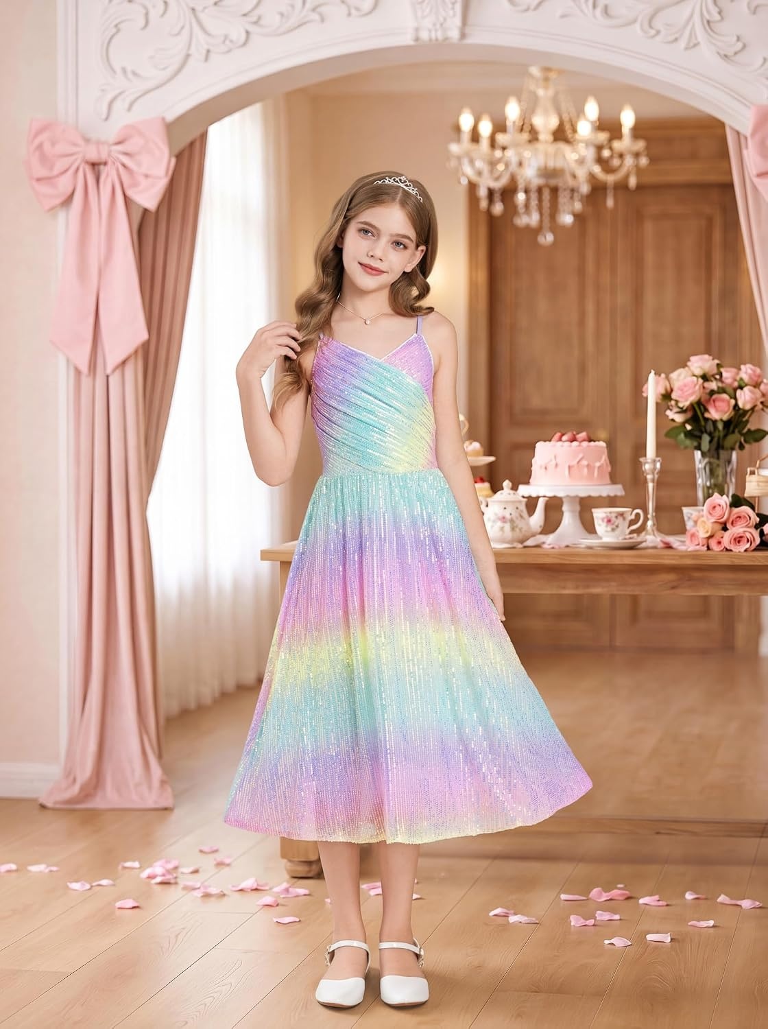 image:imageGRACE KARIN Girls Formal Party Sequin Dress Wedding Pageant Gown DressesRainbow