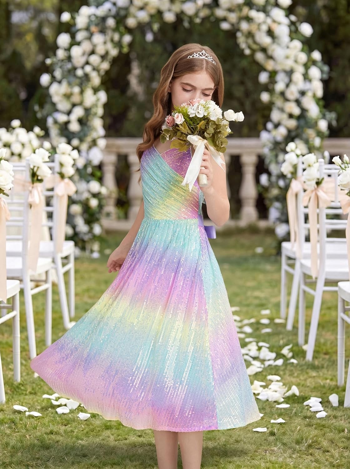 image:imageGRACE KARIN Girls Formal Party Sequin Dress Wedding Pageant Gown DressesRainbow