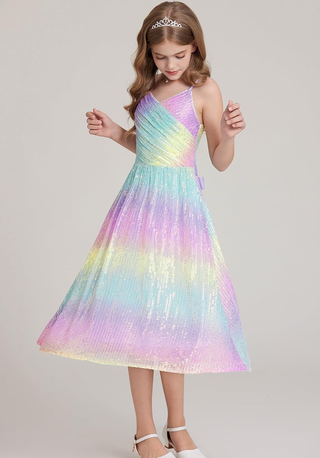 image:imageGRACE KARIN Girls Formal Party Sequin Dress Wedding Pageant Gown DressesRainbow