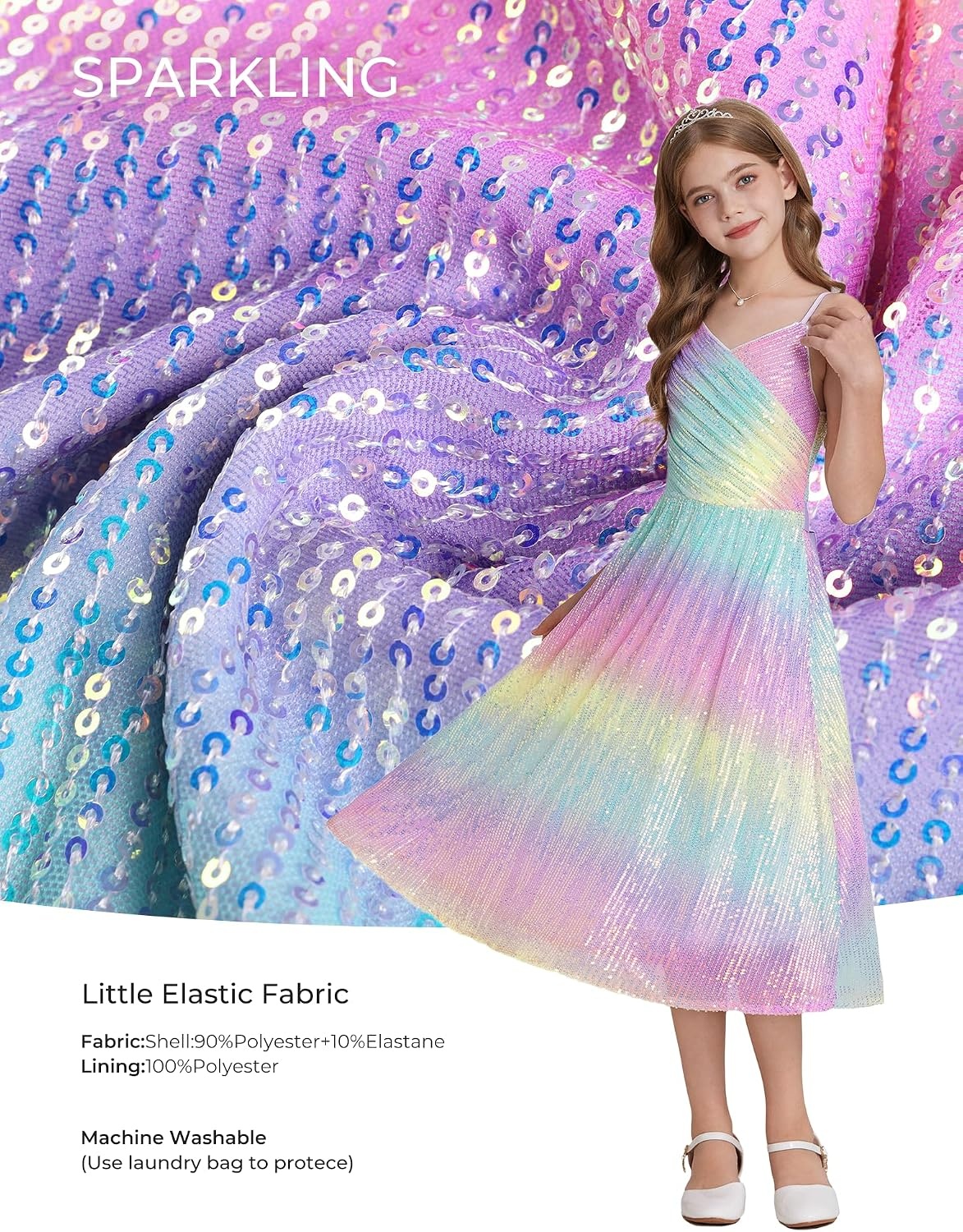 image:imageGRACE KARIN Girls Formal Party Sequin Dress Wedding Pageant Gown DressesRainbow