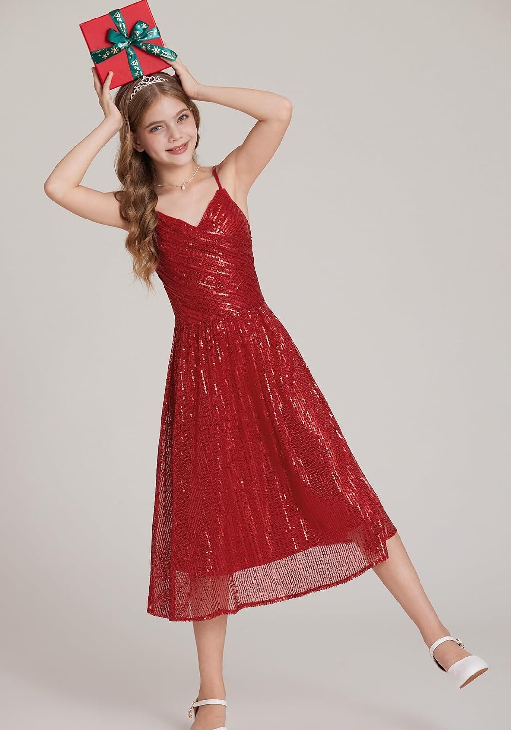 image:imageGRACE KARIN Girls Formal Party Sequin Dress Wedding Pageant Gown DressesRed
