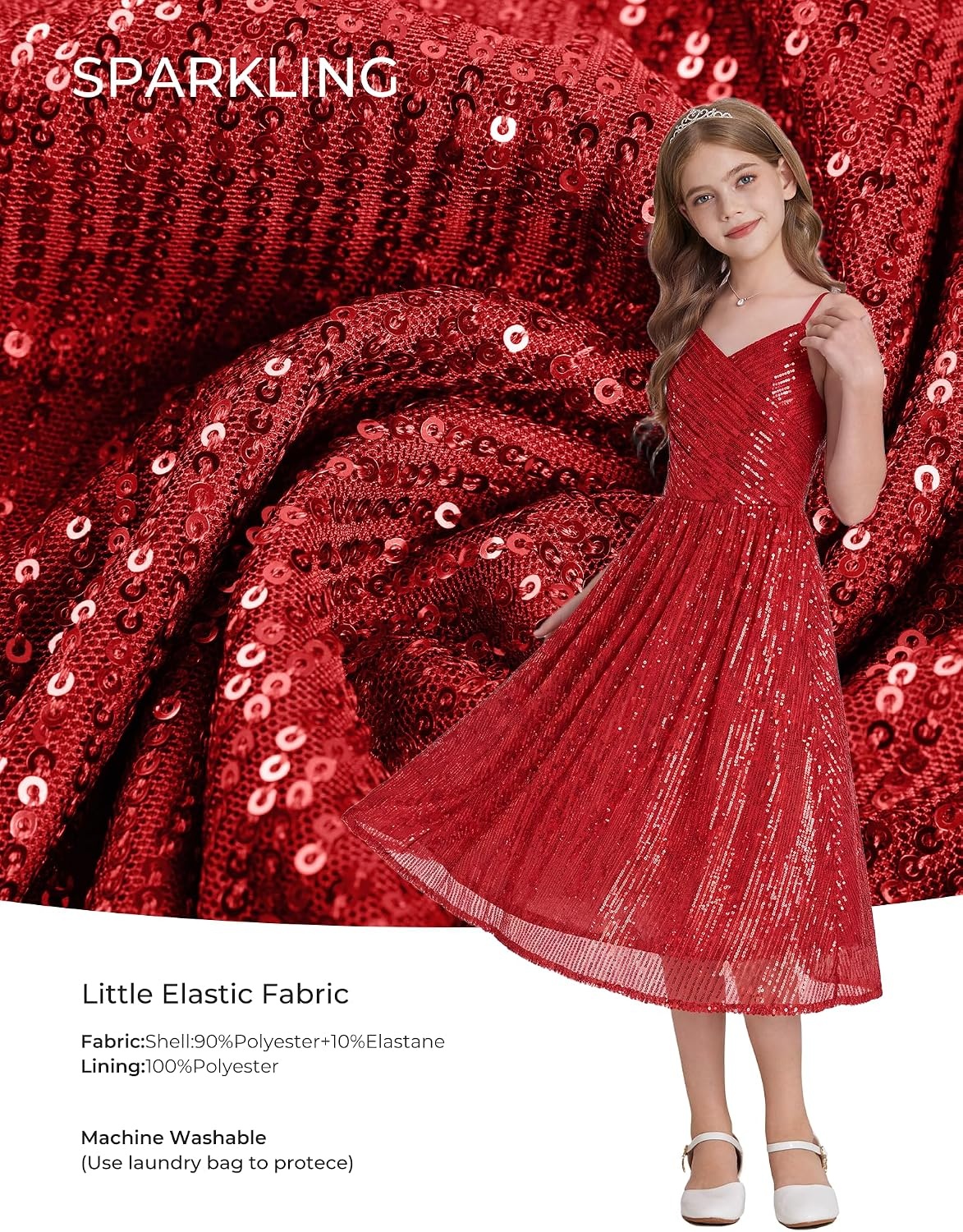 image:imageGRACE KARIN Girls Formal Party Sequin Dress Wedding Pageant Gown DressesRed
