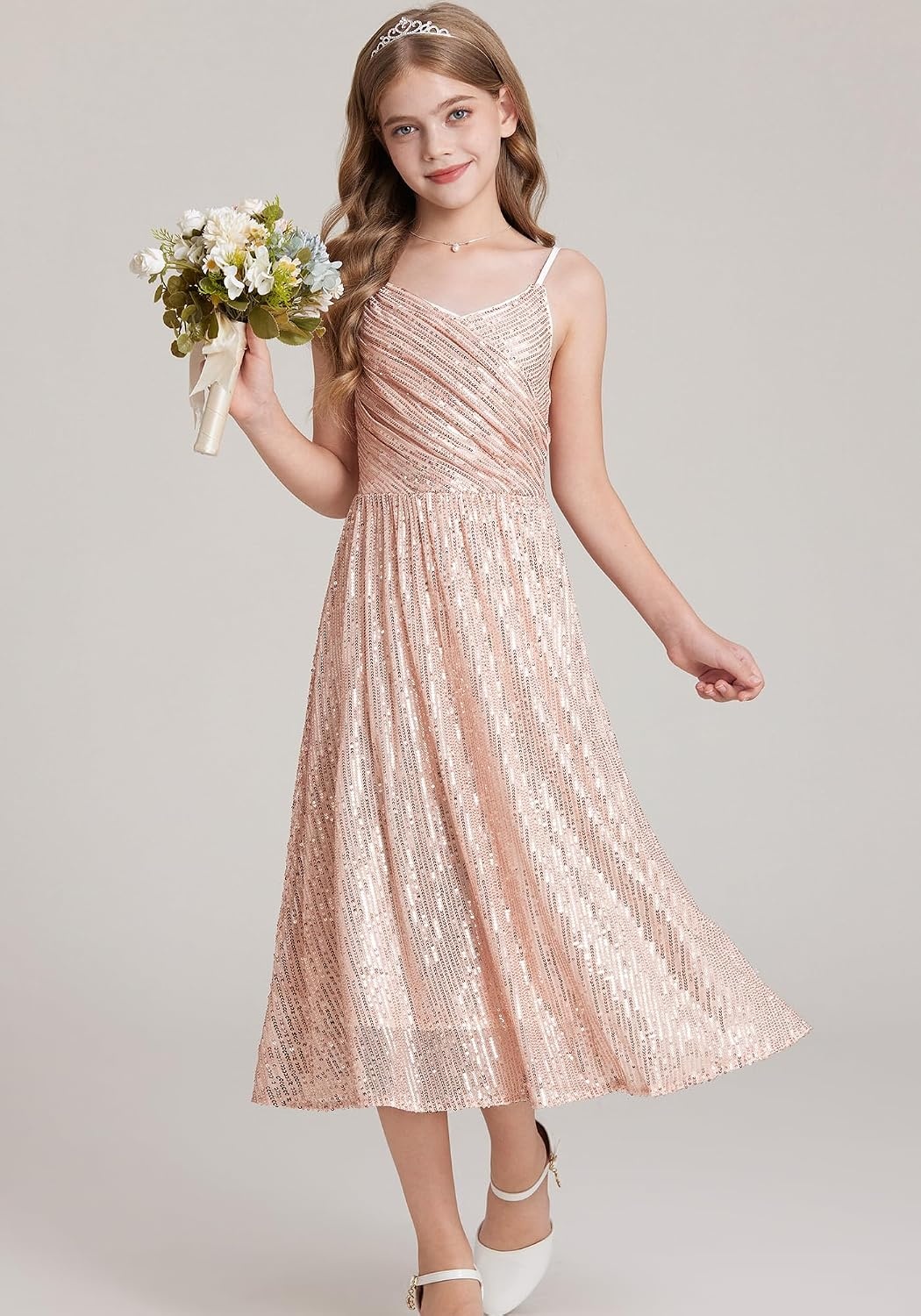 image:imageGRACE KARIN Girls Formal Party Sequin Dress Wedding Pageant Gown DressesRose Gold