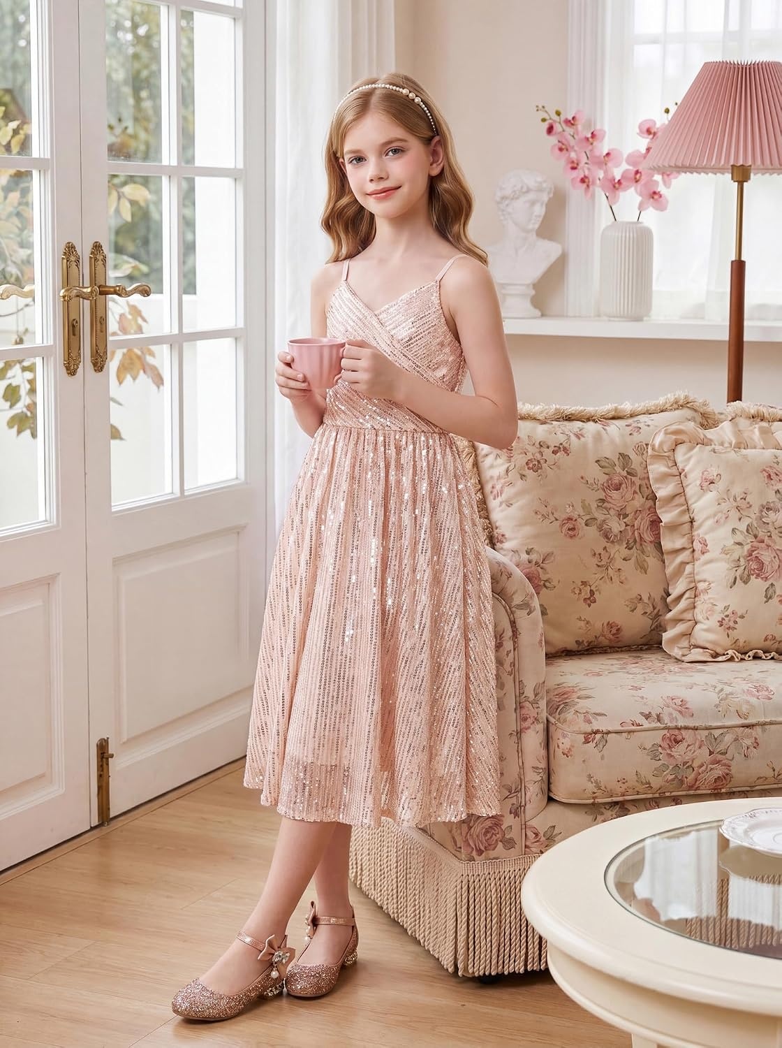 image:imageGRACE KARIN Girls Formal Party Sequin Dress Wedding Pageant Gown DressesRose Gold
