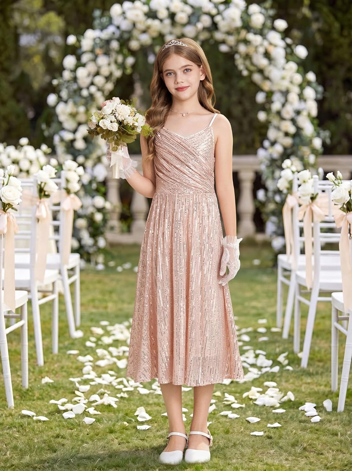 image:imageGRACE KARIN Girls Formal Party Sequin Dress Wedding Pageant Gown DressesRose Gold