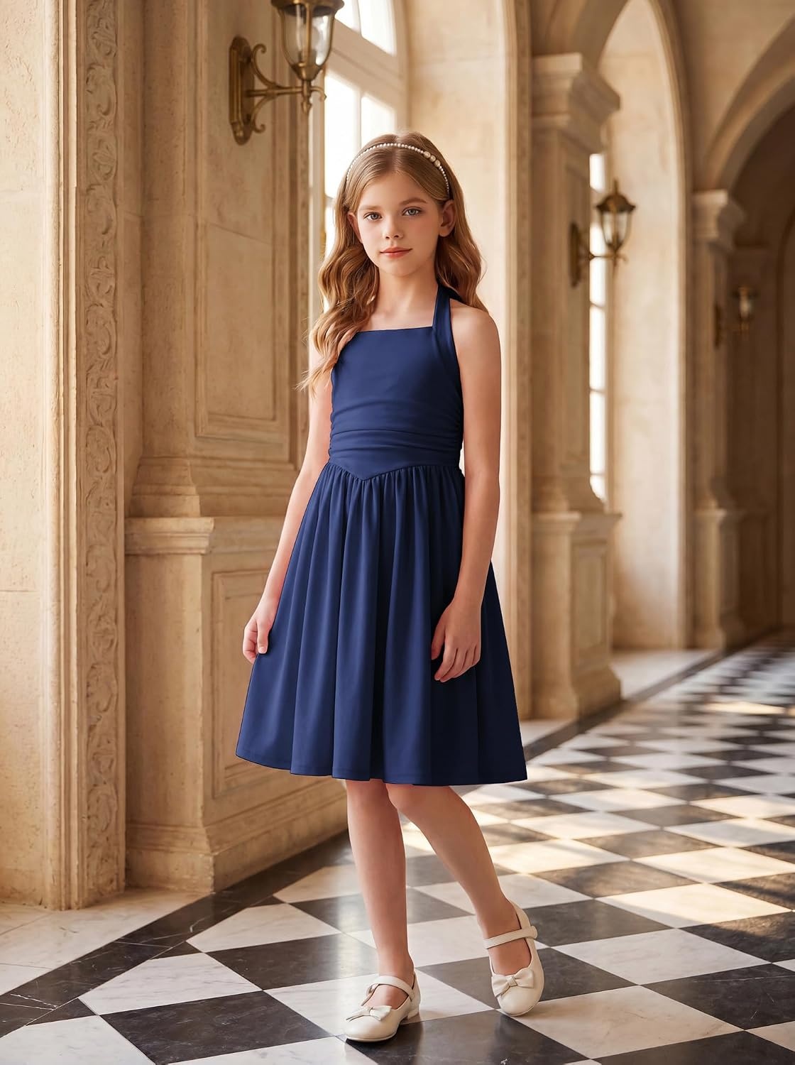 image:imageGRACE KARIN Girls Halter Birthday Party Formal Tie Back Dresses with PocketNavy Blue