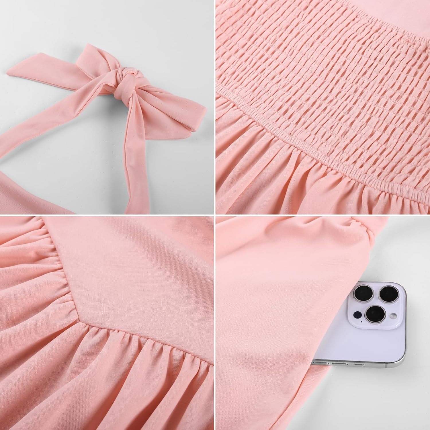 image:imageGRACE KARIN Girls Halter Birthday Party Formal Tie Back Dresses with PocketPink