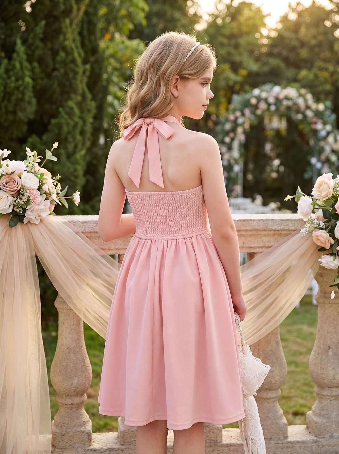 image:imageGRACE KARIN Girls Halter Birthday Party Formal Tie Back Dresses with PocketPink