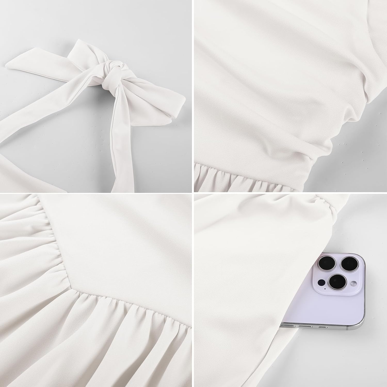image:imageGRACE KARIN Girls Halter Birthday Party Formal Tie Back Dresses with PocketWhite