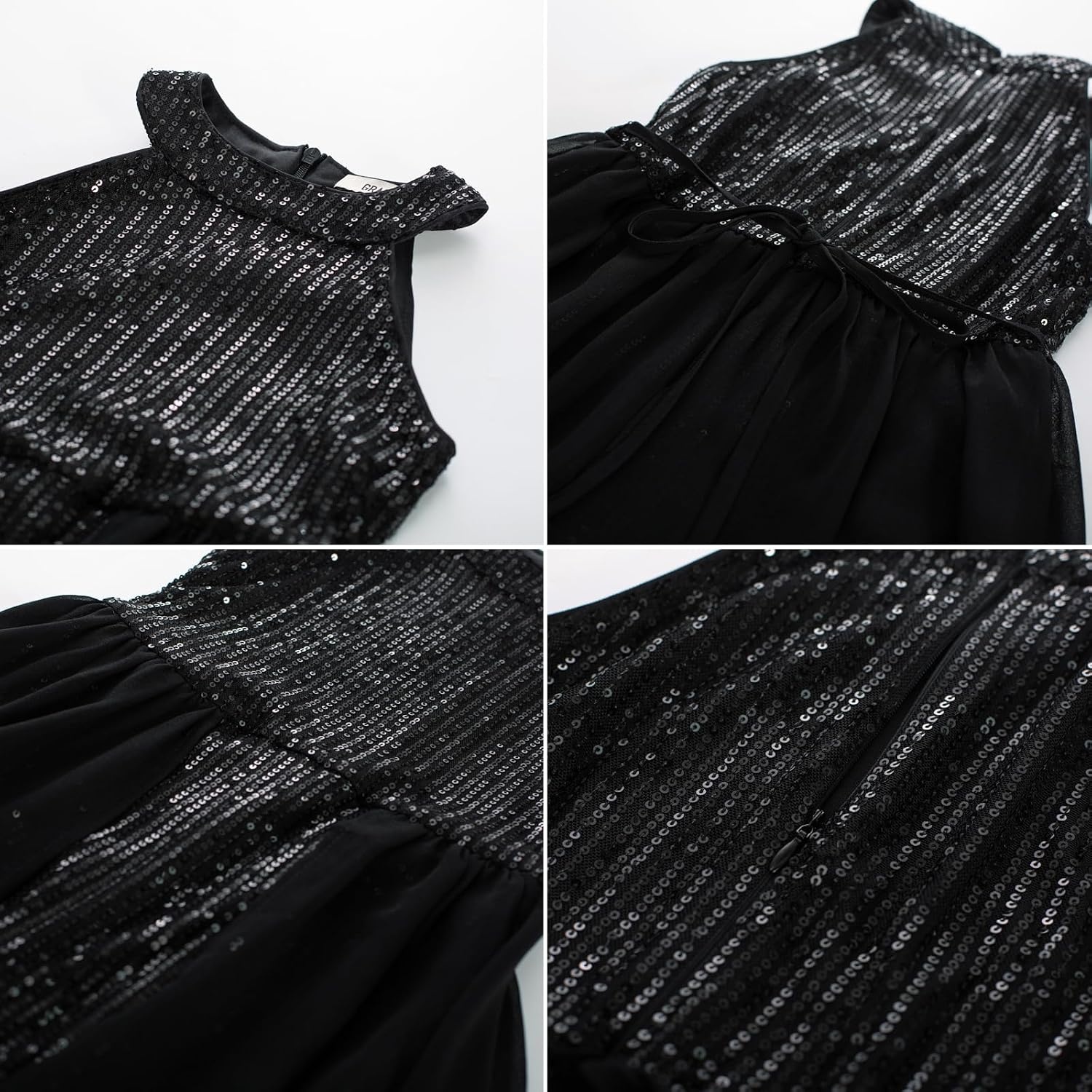 image:imageGRACE KARIN Girls Halter Neck Sequin Dress Kids Fancy Formal Party Christmas Sparkly Pageant Birthday DressesBlack