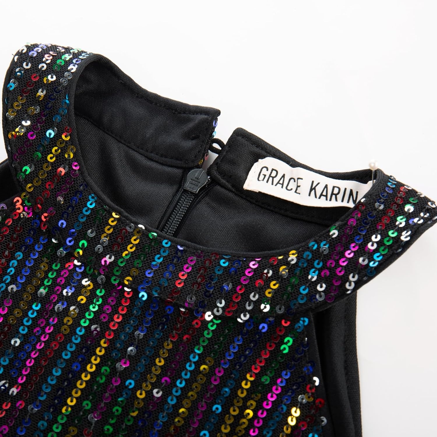 image:imageGRACE KARIN Girls Halter Neck Sequin Dress Kids Fancy Formal Party Christmas Sparkly Pageant Birthday DressesBlack Fantasy Color