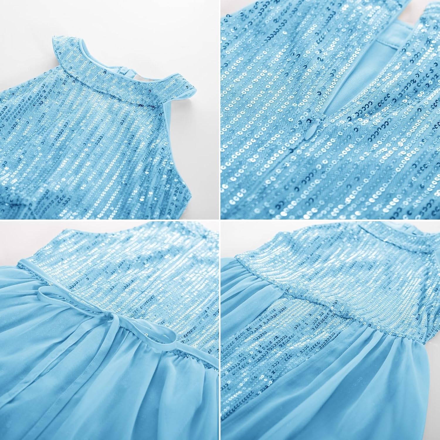 image:imageGRACE KARIN Girls Halter Neck Sequin Dress Kids Fancy Formal Party Christmas Sparkly Pageant Birthday DressesBlue
