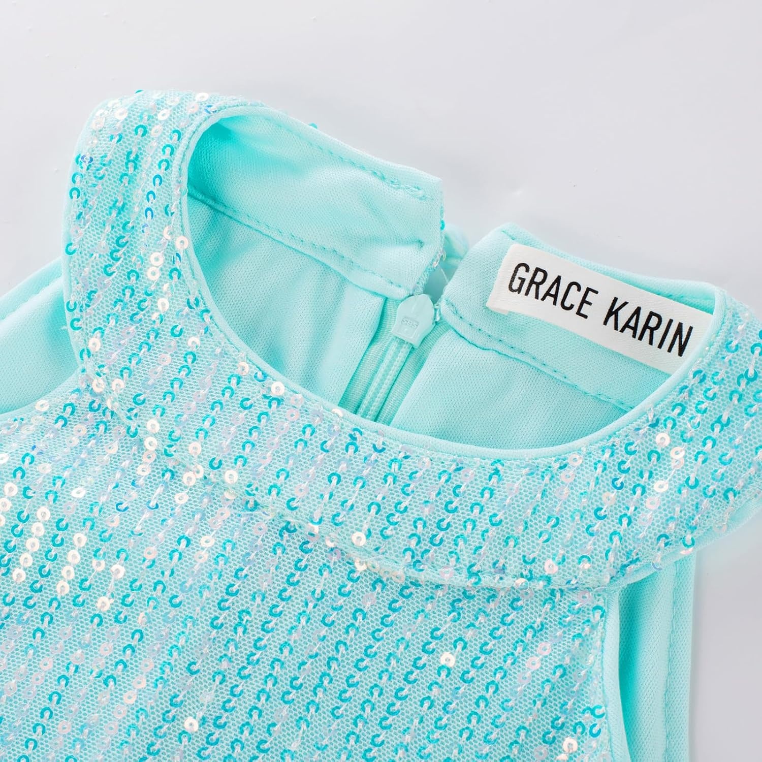 image:imageGRACE KARIN Girls Halter Neck Sequin Dress Kids Fancy Formal Party Christmas Sparkly Pageant Birthday DressesLight Blue