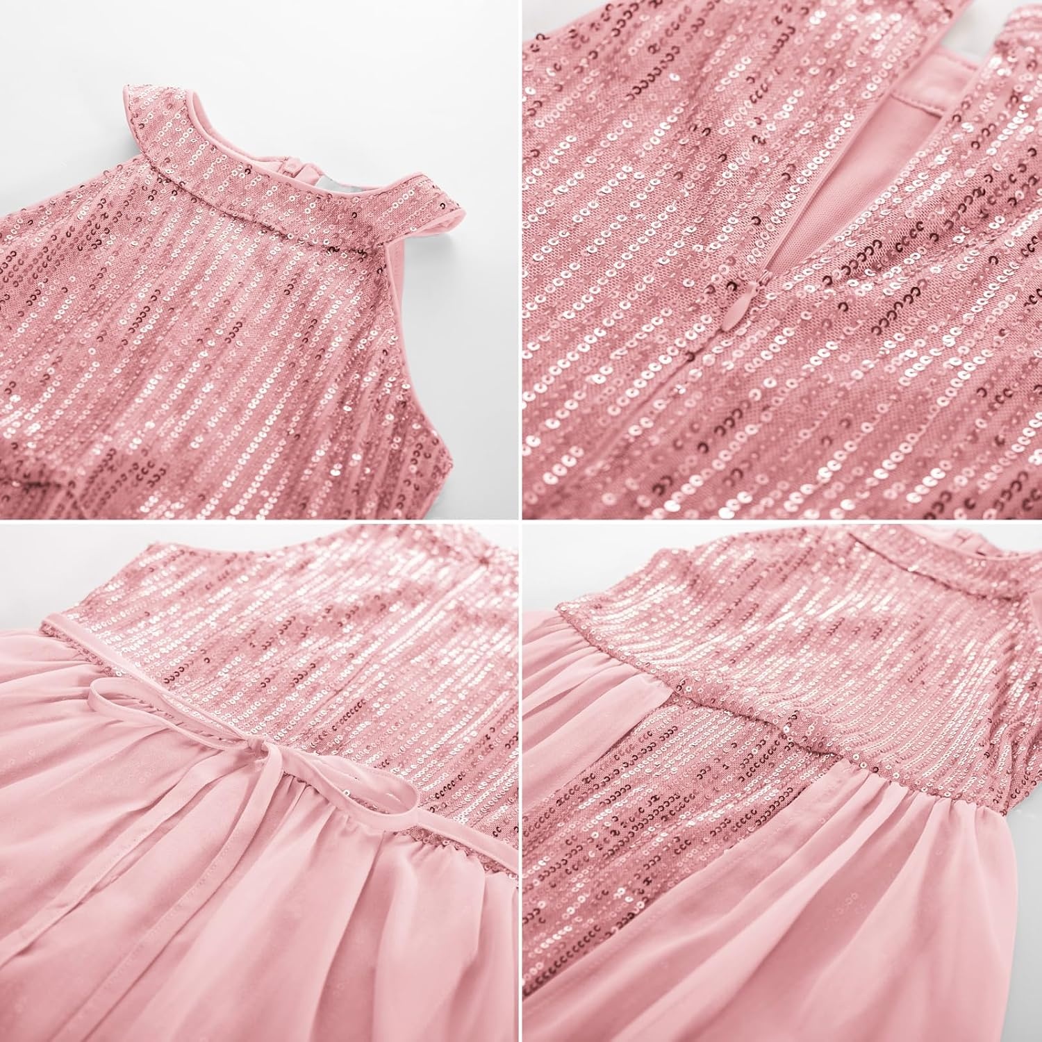 image:imageGRACE KARIN Girls Halter Neck Sequin Dress Kids Fancy Formal Party Christmas Sparkly Pageant Birthday DressesPink