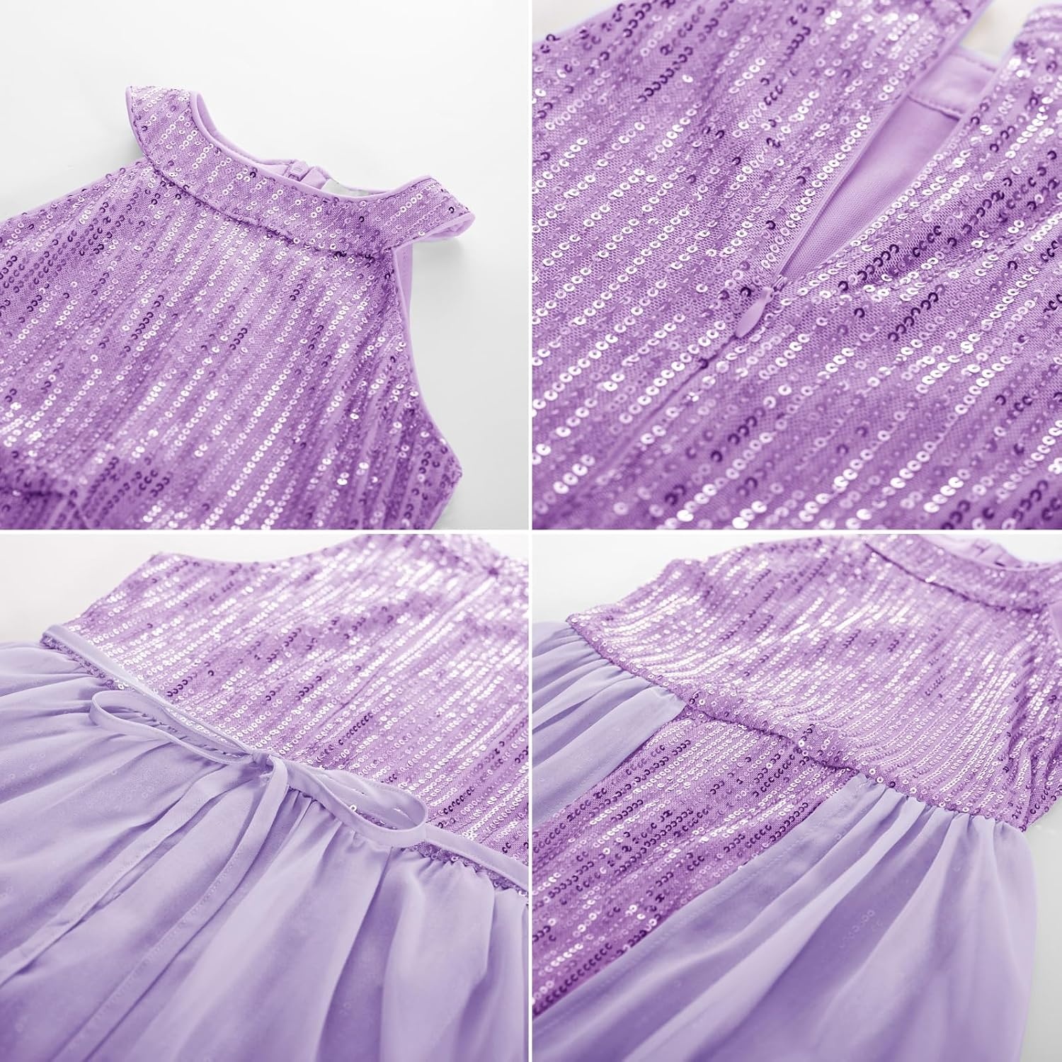 image:imageGRACE KARIN Girls Halter Neck Sequin Dress Kids Fancy Formal Party Christmas Sparkly Pageant Birthday DressesPurple