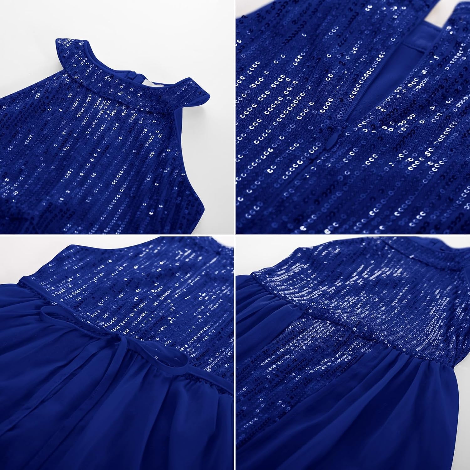 image:imageGRACE KARIN Girls Halter Neck Sequin Dress Kids Fancy Formal Party Christmas Sparkly Pageant Birthday DressesRoyal Blue