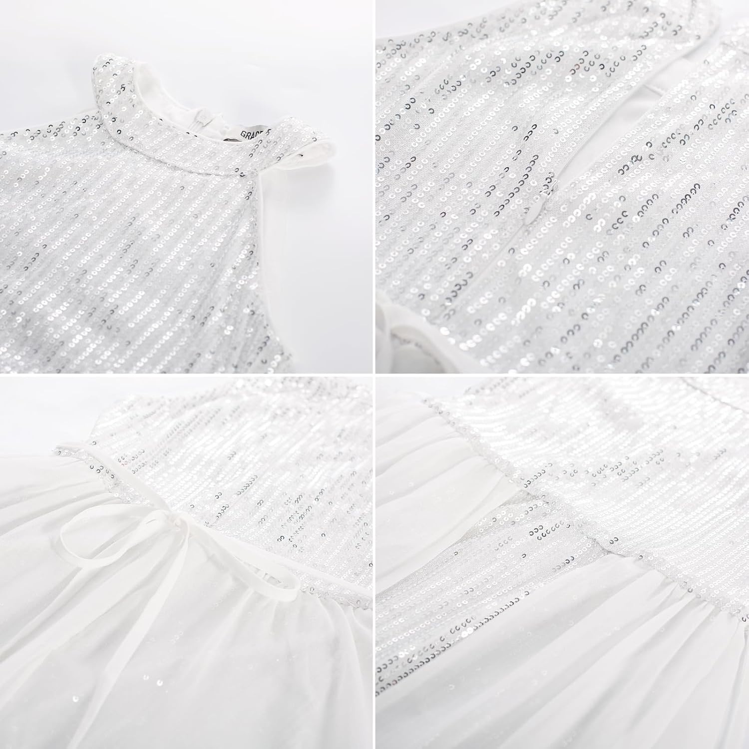 image:imageGRACE KARIN Girls Halter Neck Sequin Dress Kids Fancy Formal Party Christmas Sparkly Pageant Birthday DressesSilver