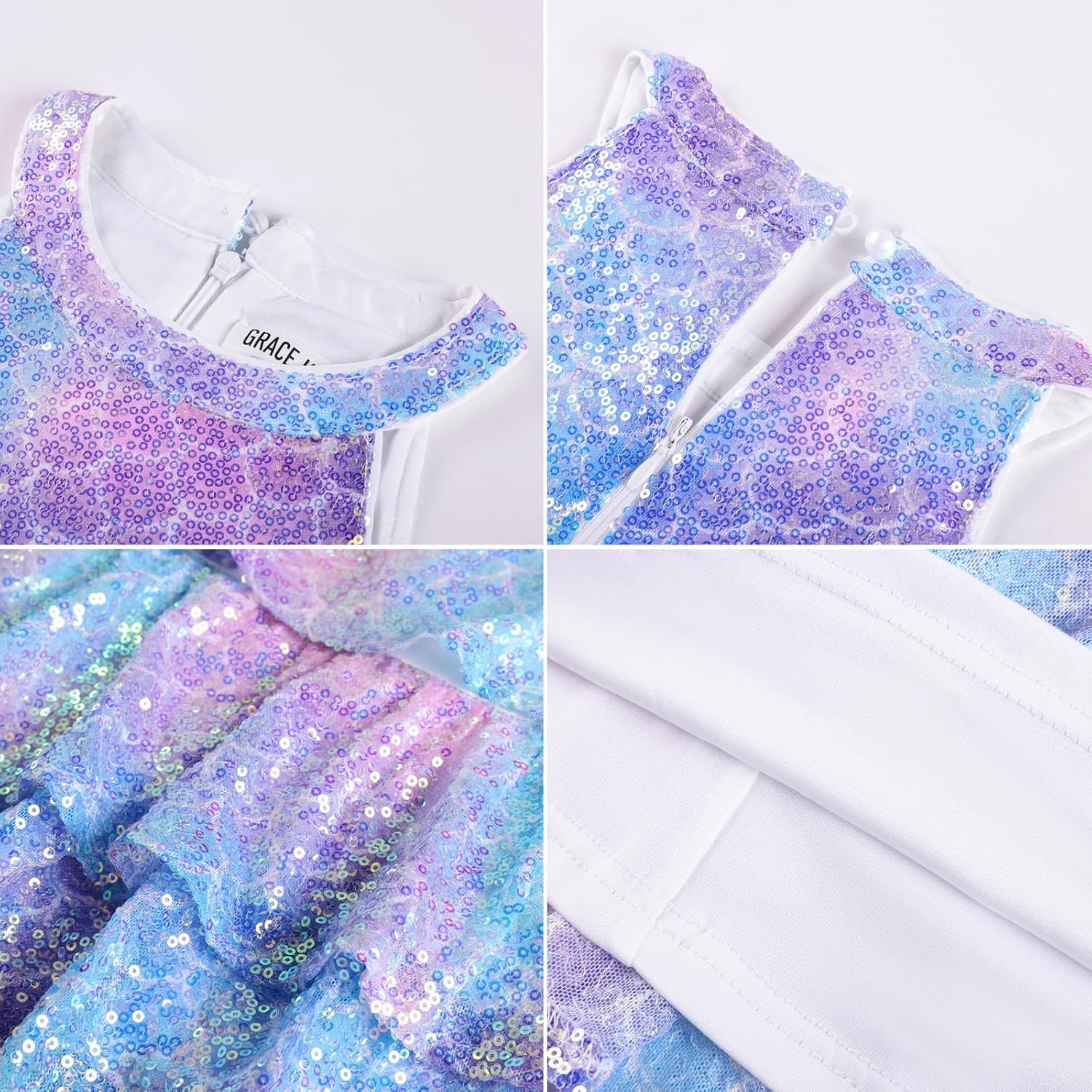 image:imageGRACE KARIN Girls Halter Neck Sparkly Sequin Party Formal Fancy Dress 614Colorful Mermaid