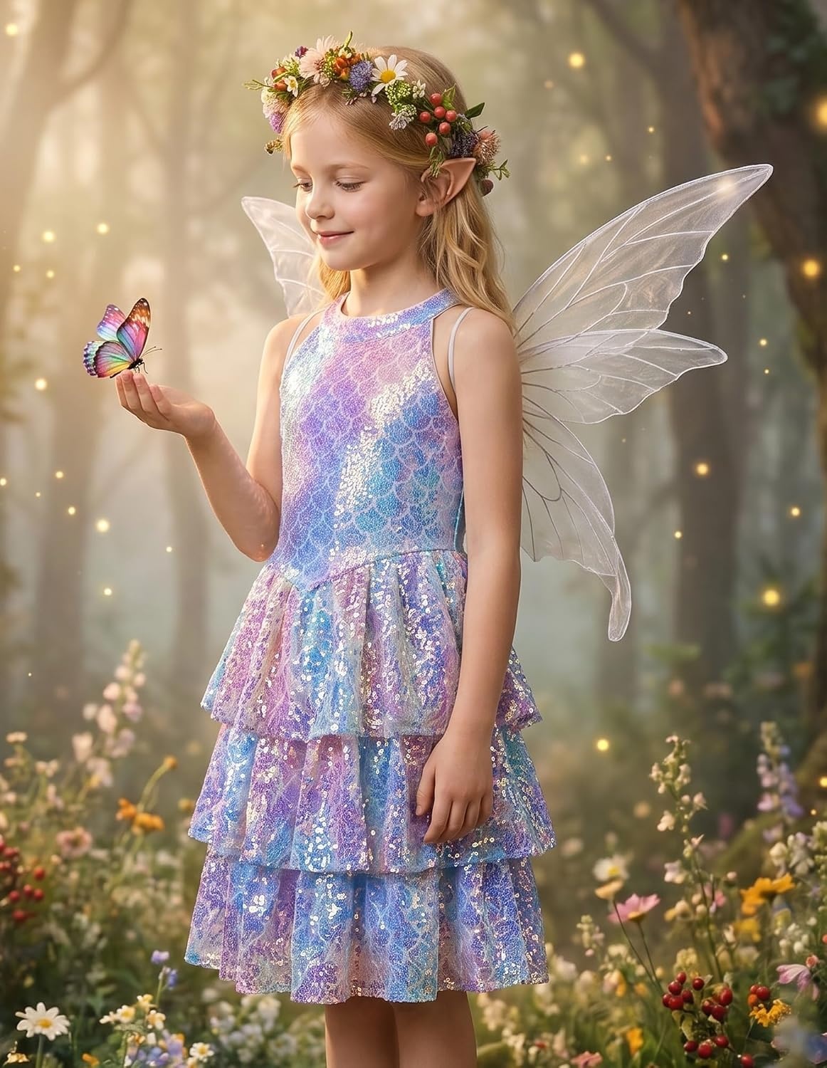 image:imageGRACE KARIN Girls Halter Neck Sparkly Sequin Party Formal Fancy Dress 614Colorful Mermaid
