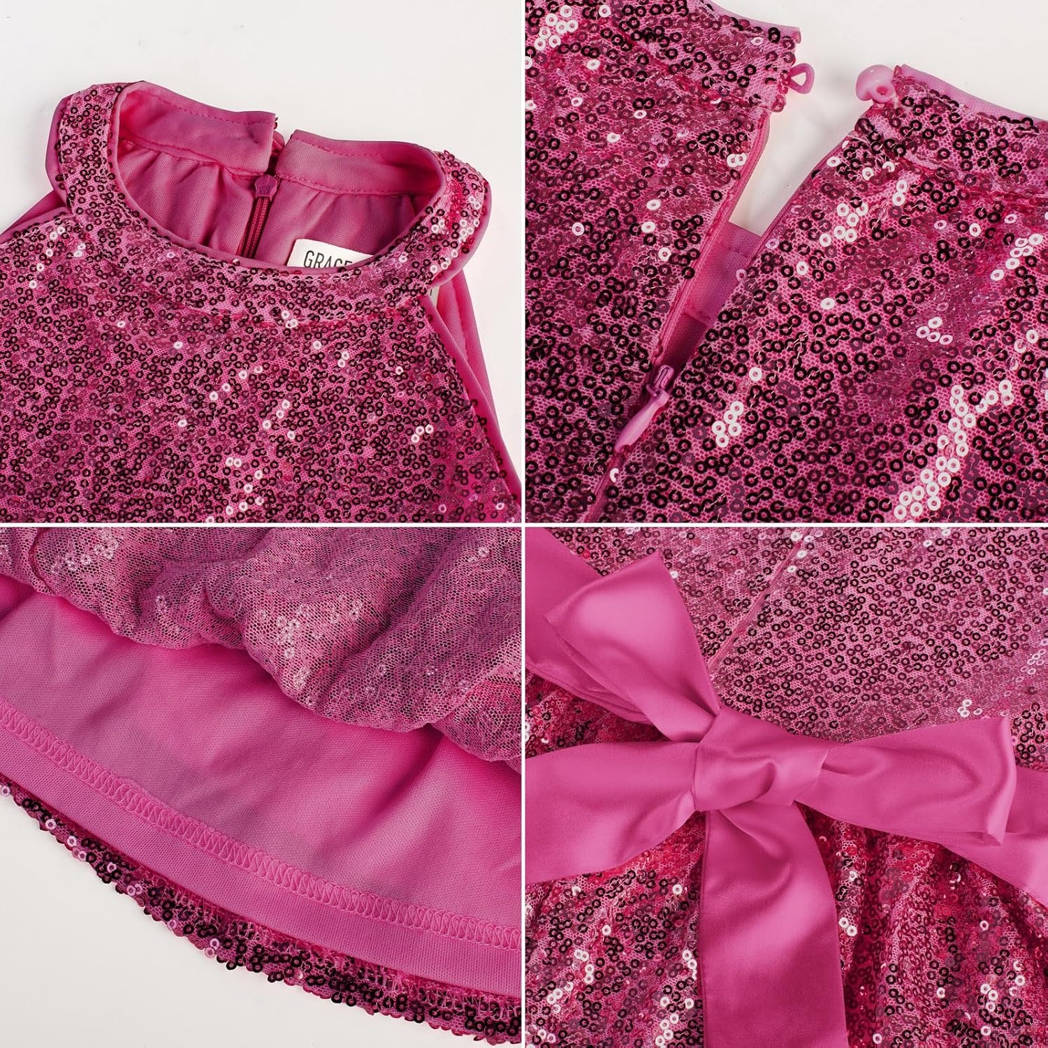 image:imageGRACE KARIN Girls Halter Neck Sparkly Sequin Party Formal Fancy Dress 614Hot Pink