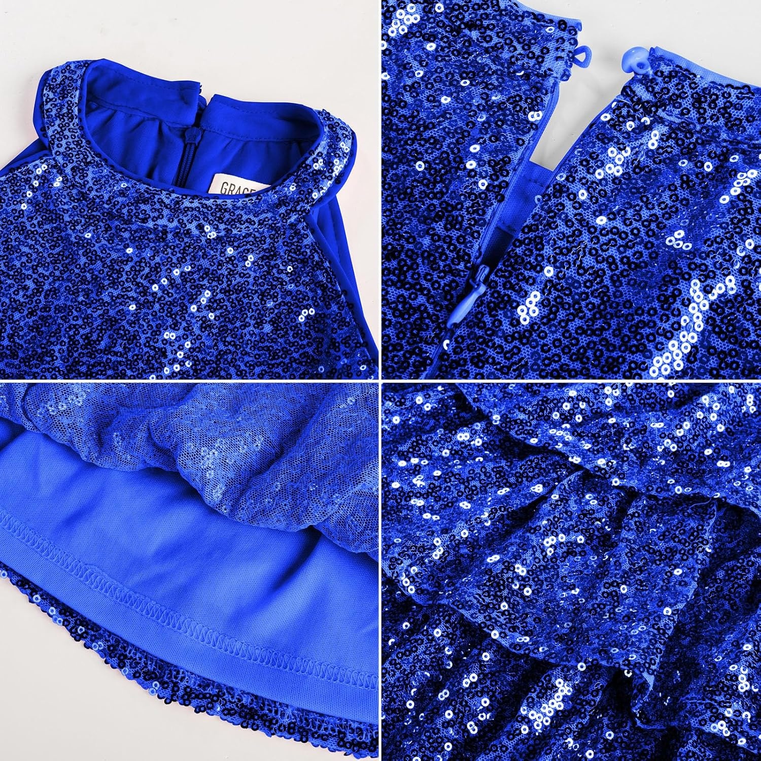 image:imageGRACE KARIN Girls Halter Neck Sparkly Sequin Party Formal Fancy Dress 614Klein Blue