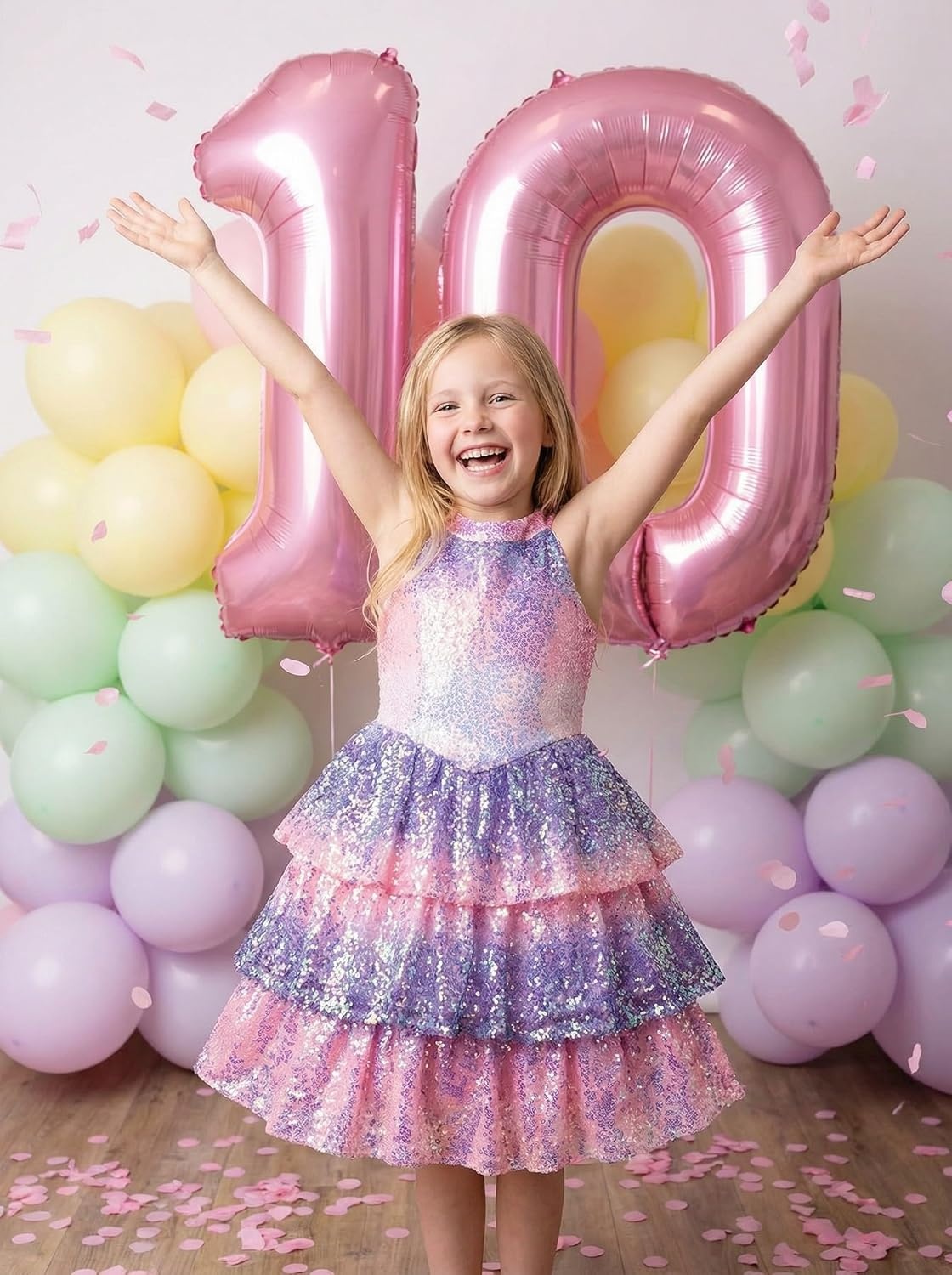 image:imageGRACE KARIN Girls Halter Neck Sparkly Sequin Party Formal Fancy Dress 614Magic Purple