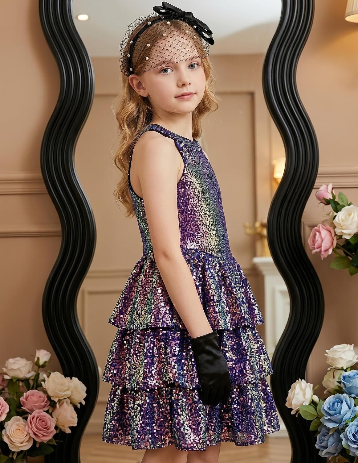 image:imageGRACE KARIN Girls Halter Neck Sparkly Sequin Party Formal Fancy Dress 614Mysterious Purple
