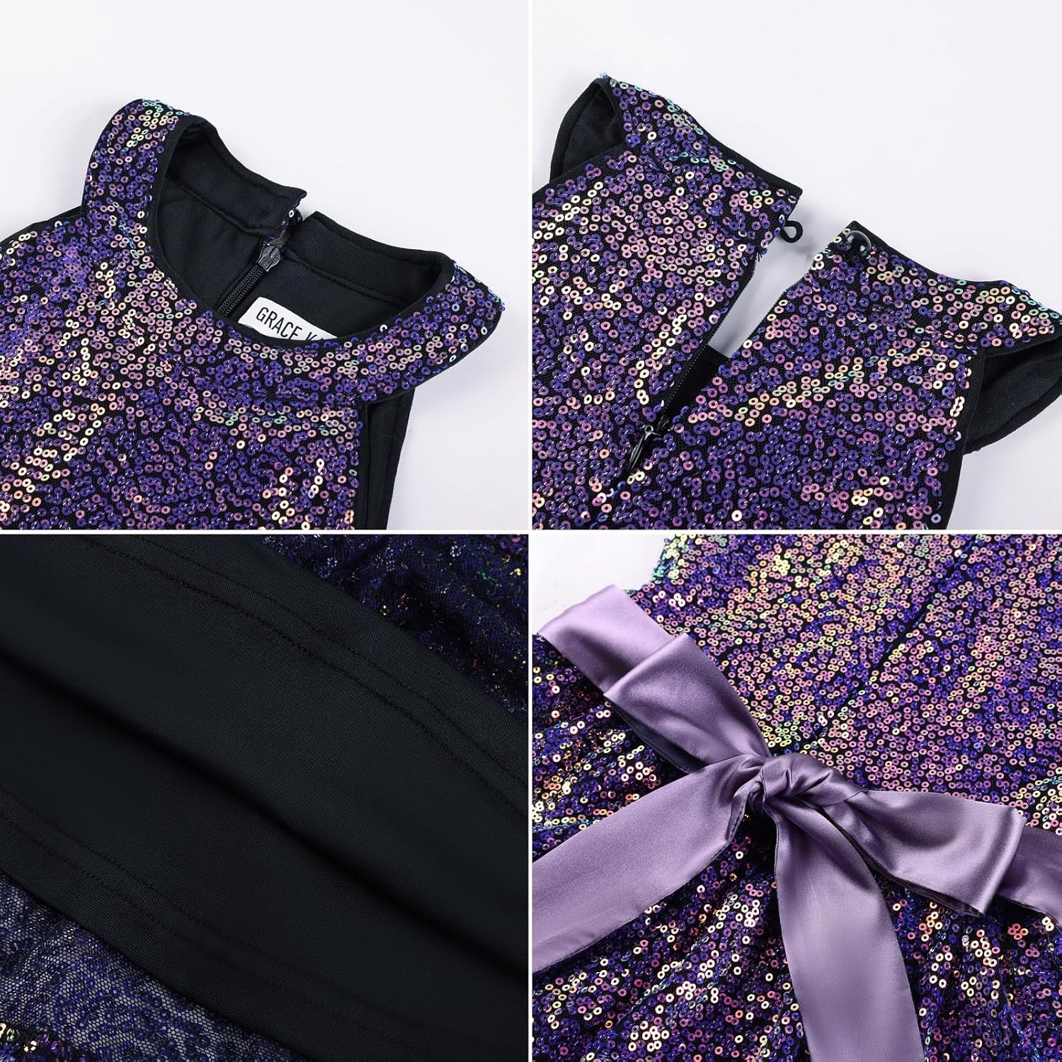 image:imageGRACE KARIN Girls Halter Neck Sparkly Sequin Party Formal Fancy Dress 614Mysterious Purple